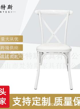 户外时尚简约的白色不锈钢椅子餐桌x背椅