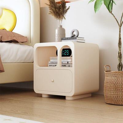 简ins艺术洞约穴床头柜北欧油风奶收置物纳柜现代设计感LDR白色边