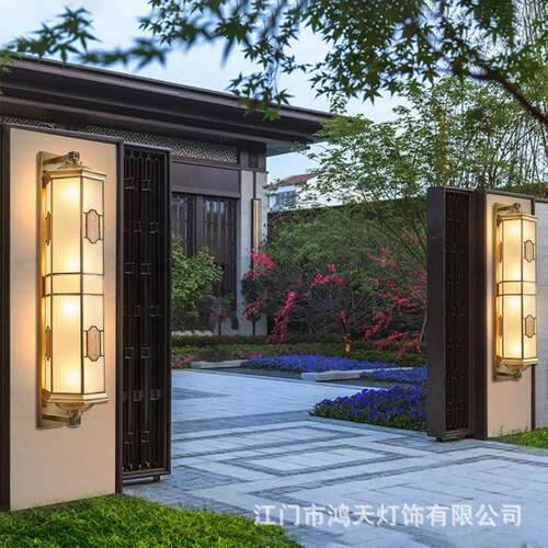 全铜户外壁灯接电款防水新中式室外庭院灯阳台过道别墅大门外墙灯