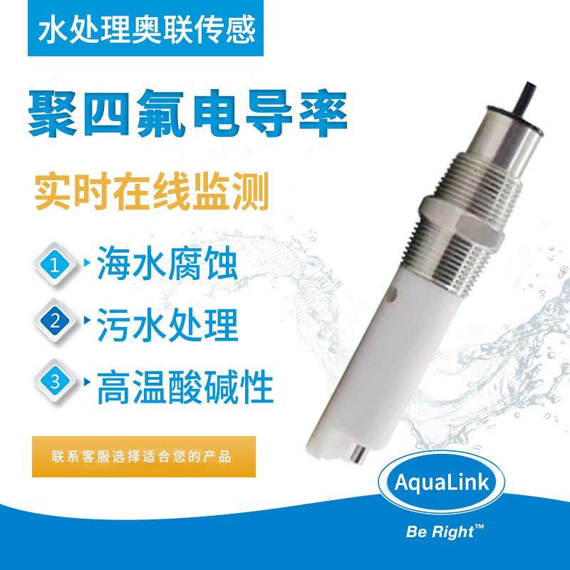 工业在线海污水处理高温聚四氟电导率传感器盐度耐腐蚀EC电极探头