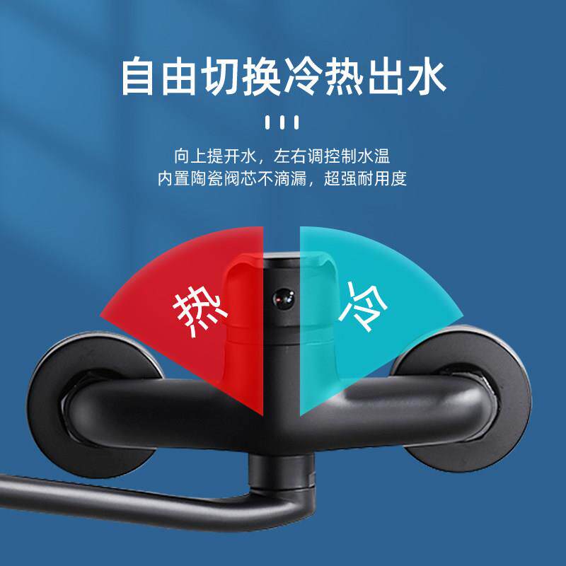 洗菜JSDRQ6盆水阳龙头双孔入墙式冷热厨房洗碗池水槽台洗龙衣台可