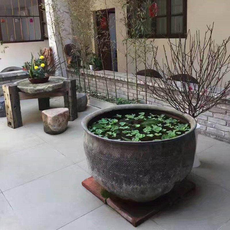 包邮黑土陶无釉鱼缸盆睡莲客厅大型水缸造景荷花缸老北京非陶瓷