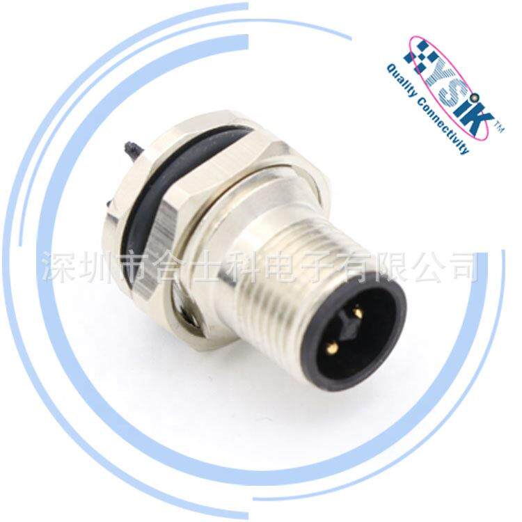 M12 T编码连接器电源接头 3芯4芯防水成型带线插头