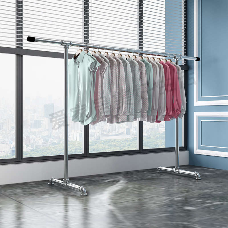 镀锌水管钢管挂衣架简易落地室内阳台双杆晒被架加厚晾衣架凉之满