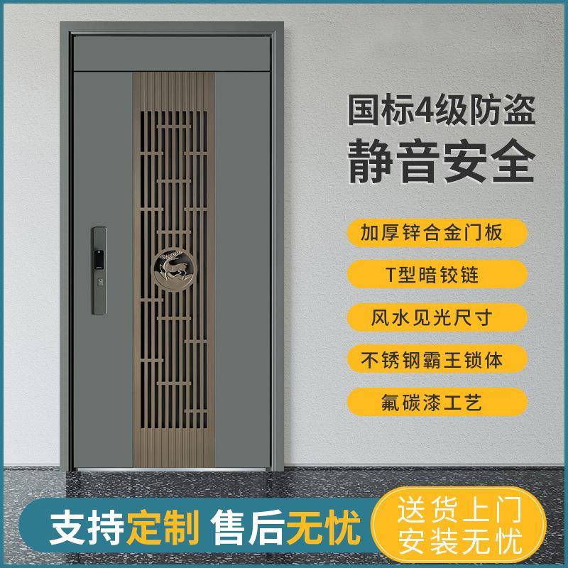 标准4级防盗通风门 门中门防盗门安全门铝条拼接款式悬浮加高门楣
