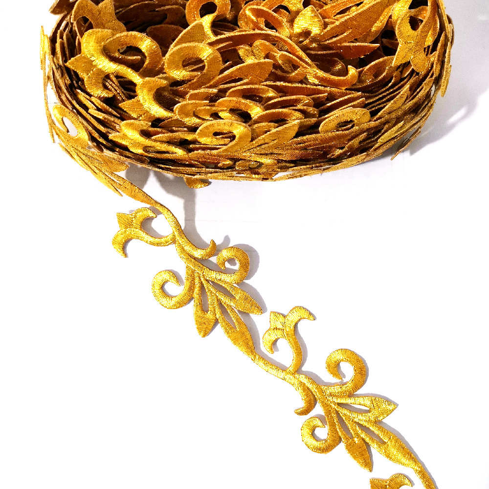 DIY手工辅料cosplay动漫礼服服装辅料电脑刺绣花边烫花金色6码
