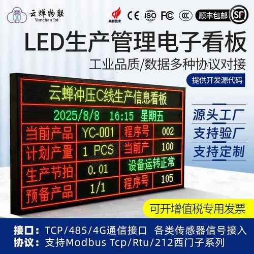 底层协议二次开发显示屏室内LED电子看板modbusRTU485/TCP定制屏