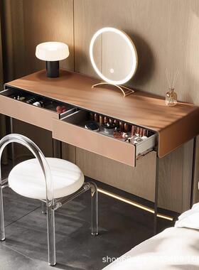 意式极马鞍皮实木GOZ梳轻妆台奢大卧室化妆桌小户简型高端亚克力