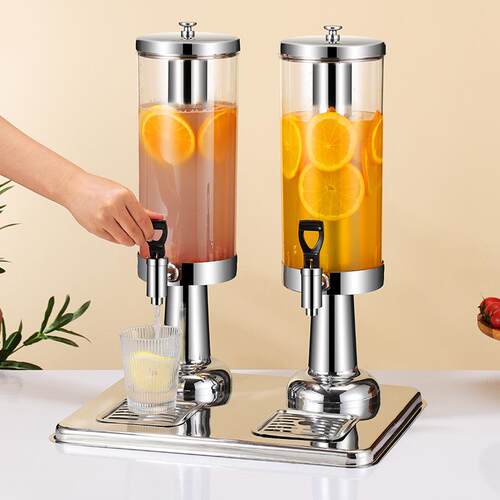 商用不锈钢6L可视果汁鼎酒店餐厅单头双头制冷饮料机juice tripot