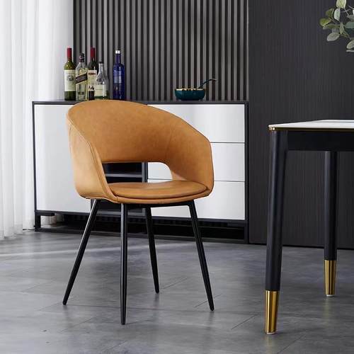 北欧家用轻奢餐椅现代简约商务办公桌会议椅舒适带扶手靠背凳子