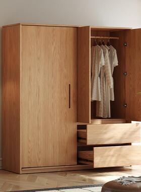 实木门橡木趟推拉衣柜家用卧衣室现代简TUL约橱门主卧次卧衣柜