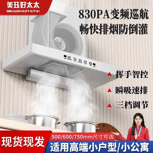 白色抽油烟机500/600/700mm宽家用公寓厨房顶吸式小户型吸抽油机