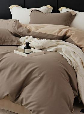 简纯色100支长绒棉纯全棉约磨毛ELL24162四件套加厚棉单床笠床被