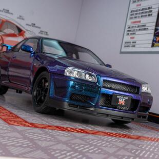 410仿真日系R34跑车合金模型汽车摆件车天际线 金丽方1901