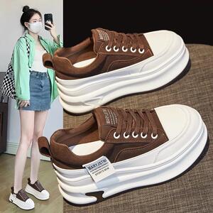 小白鞋女2025秋季新款百搭厚底运动内增高超好看休闲女鞋老爹鞋