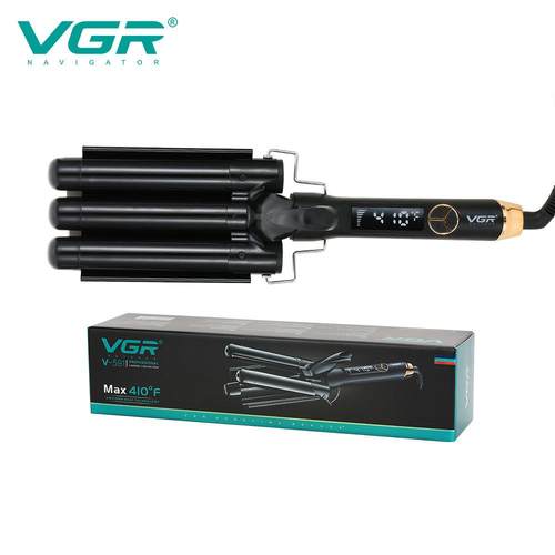 VGR591卷发棒家用液晶显示水波纹大卷烫发器家用三管蛋卷卷发器