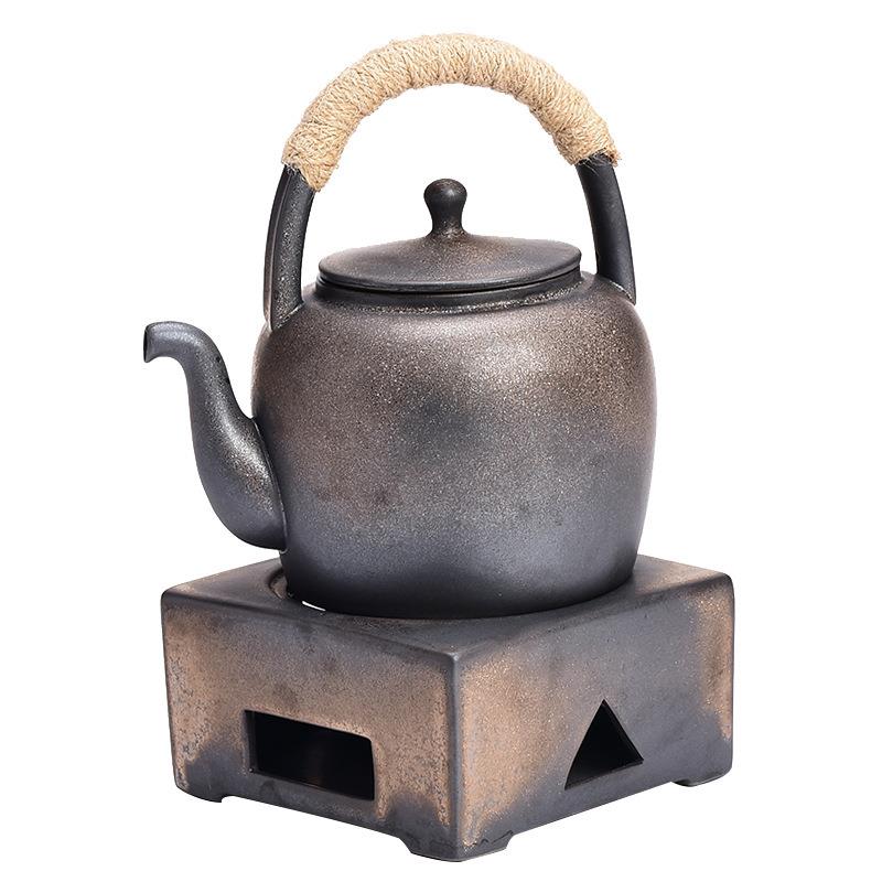 日式手工陶泥煮茶壶禅意碳炉蜡烛温茶暖茶炉陶瓷功夫茶具小套装