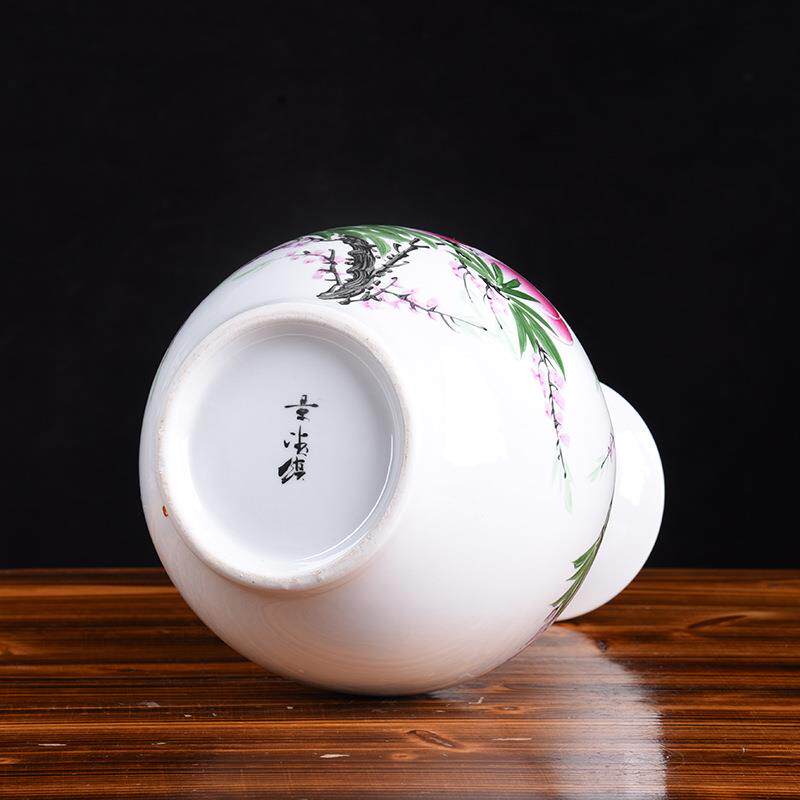景德镇陶瓷花瓶2024新款手绘荷花冬瓜小花瓶客厅厨房装饰摆件