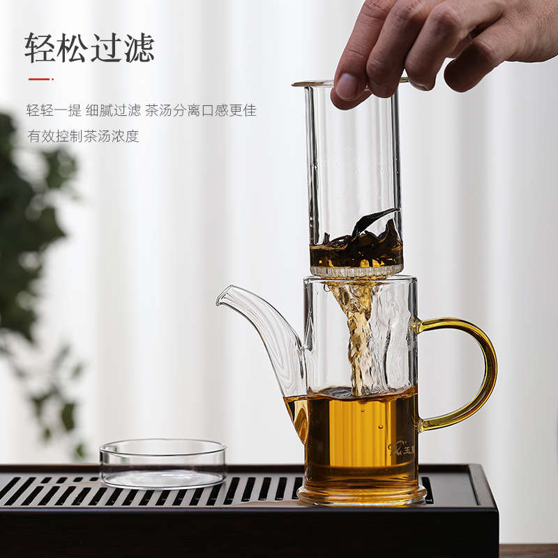 爱洛琳 加厚耐热全玻璃红茶壶过滤冲茶器 办公便携绿茶小号泡茶壶