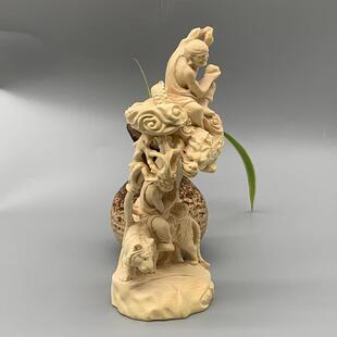 大叶黄杨木雕刻降龙伏虎款摆件摆饰规格130×50×45家居客厅装饰
