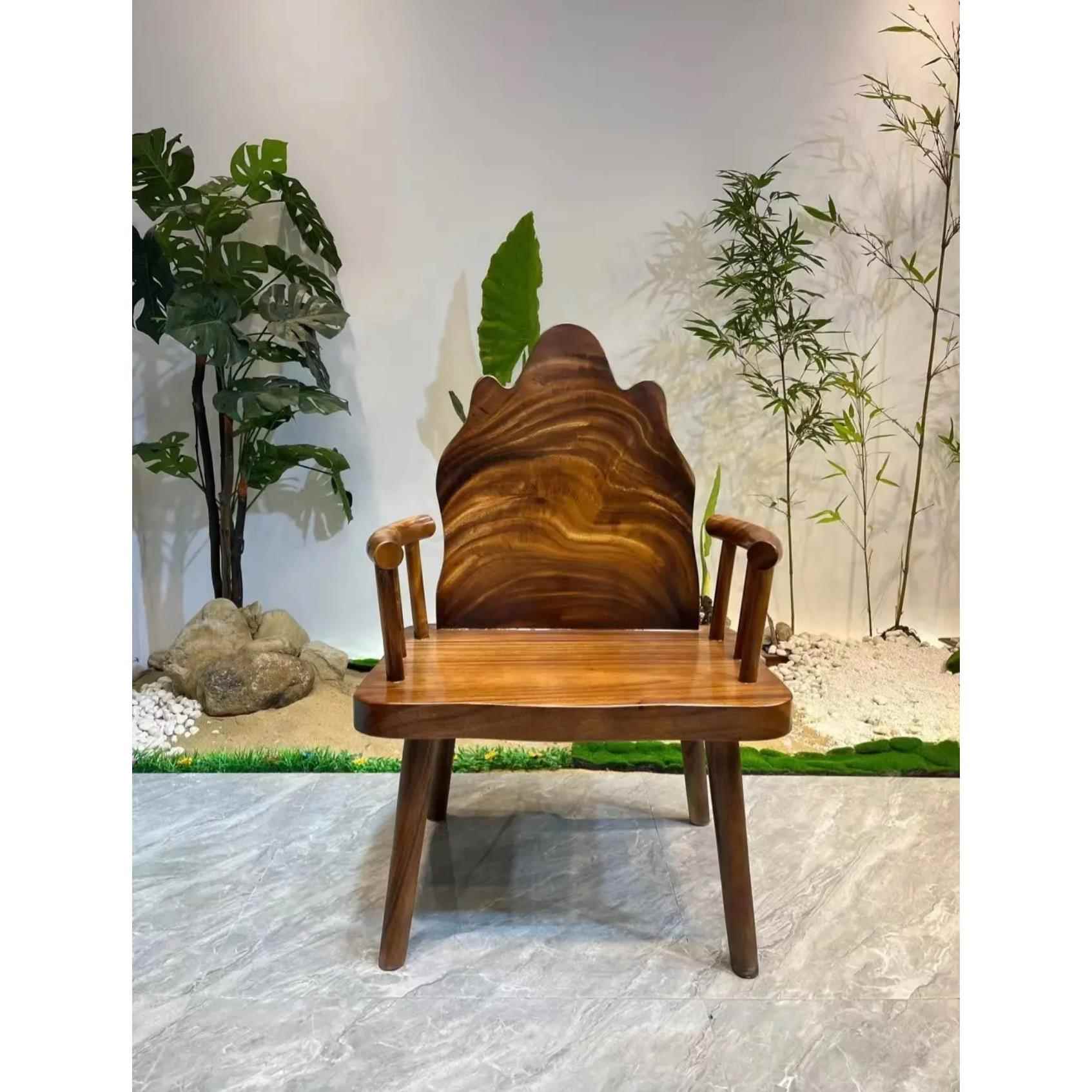 南美胡桃木靠山椅主人椅新中式茶桌椅奥坎圈椅官帽椅禅椅靠背椅子