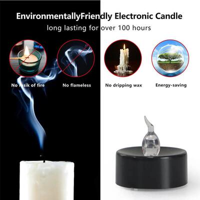 Black LED Candle Lamp Battery Operated Tea Light Flameless F