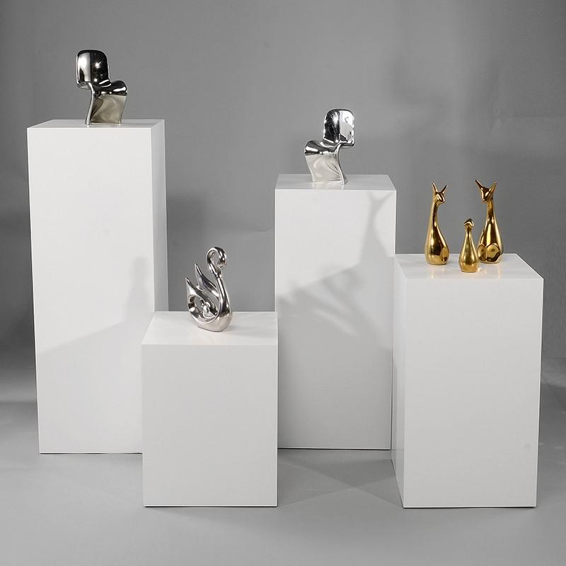 木质烤漆展示台长方形地台拍照模特底座展厅博物馆展示架白色立柱