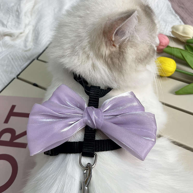 蝴蝶结猫咪外出专用牵引绳防挣脱遛猫绳狗狗工字形防丢可爱胸背式