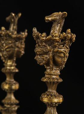 藏带传用品密宗法器普巴杵马大头底明王金刚降VFU魔杵青铜色号座