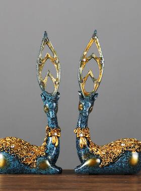 招财鹿客厅玄关装饰摆件家居创意欧式电视柜酒柜酒架软装工艺礼品