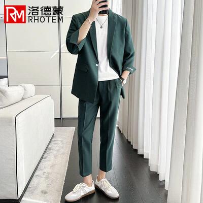 采购产品春季和夏季男士套装，宽松，雅皮士，英俊，休闲风格，三