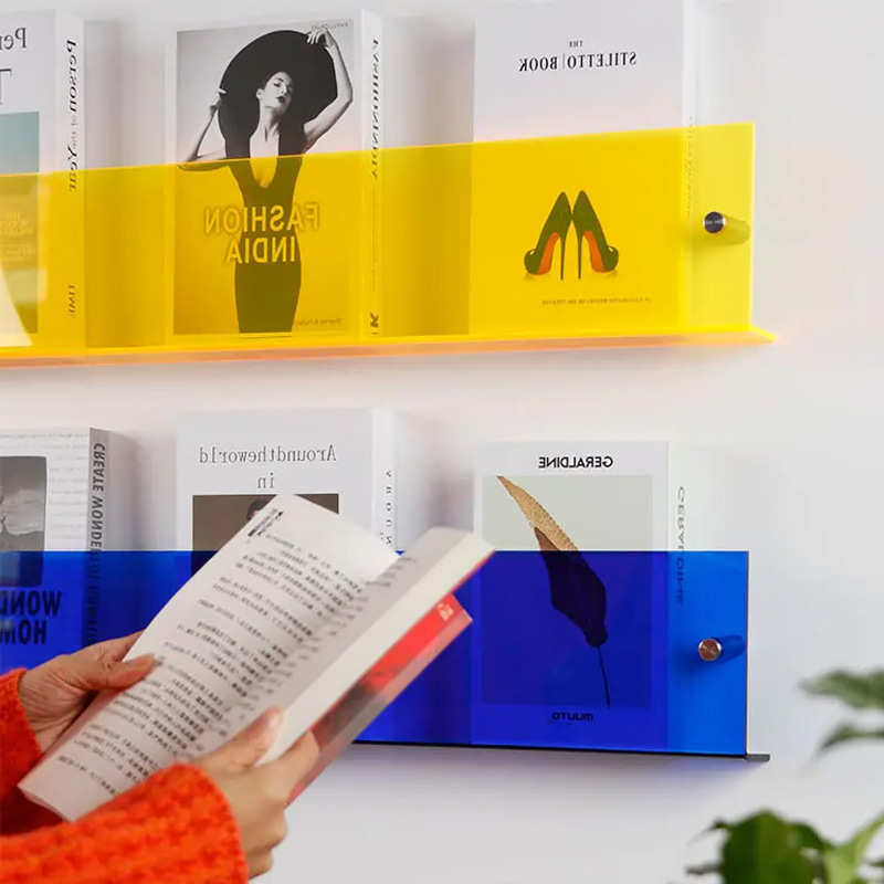 ins创意 彩色透明亚克力书架报刊杂志挂墙装饰壁挂式儿童绘本书架