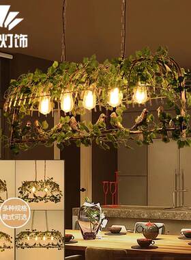 loft工业风吊灯鸟笼创意灯个性客厅灯植物复古餐厅灯小鸟吧台灯具