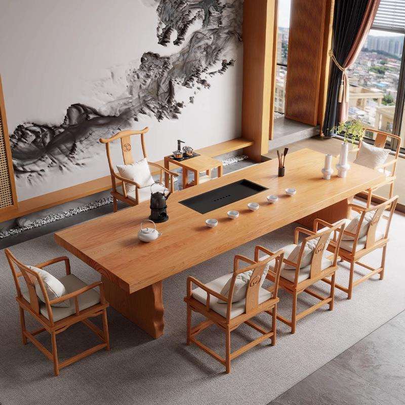 实木茶桌椅组合新中式大板茶台原木茶几办公室泡茶桌茶室全实木