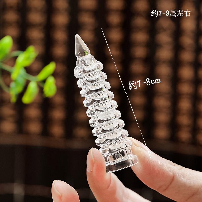 天然白水晶文昌塔摆件7/9多层塔水晶原石雕刻件书房玄关装饰