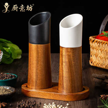 瓶花椒家用器调味黑胡椒手动碎海盐粒相思佐料研磨西餐木质研磨罐