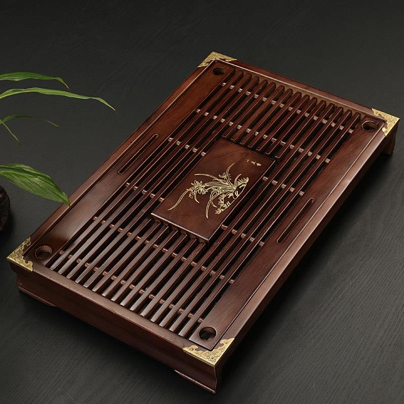 实木茶盘家用功夫茶具托盘沥水小茶台小型不锈钢塑料简约茶海客厅