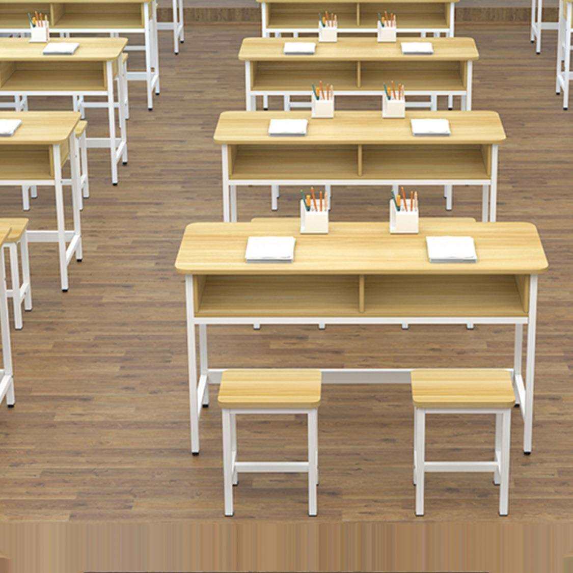 学生课桌椅双层带抽屉课桌补习班辅导单人双人三人位会议培训课桌