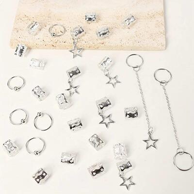 32pcs Star Dreadlock Hair Braids Cuffs and Braid Decorations