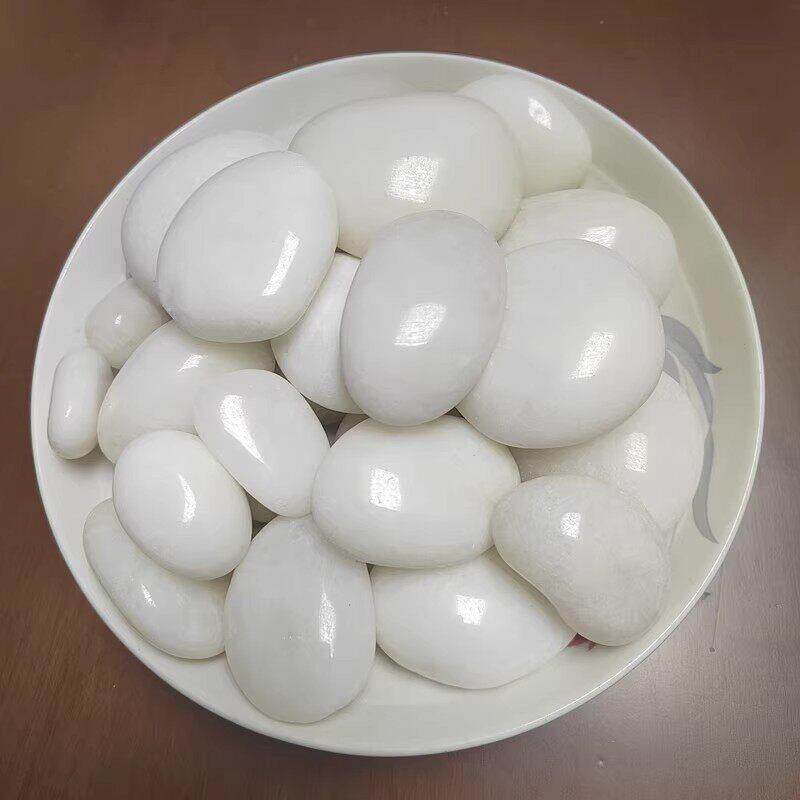 湖南天然亮光白石深抛光鹅卵石雨花石白色石头园艺装饰庭院铺路