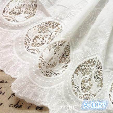 A-1057满幅棉布镂空花朵双边刺绣花边diy服装辅料130cm混批匹装