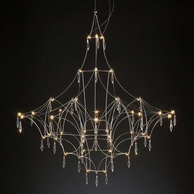 北欧后现代水晶不锈钢LED吊灯轻奢客厅餐厅复式楼萤火虫工程吊灯