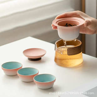 陶瓷快客杯一壶三杯便携式 功夫茶壶茶杯户外泡茶小套 旅行茶具套装