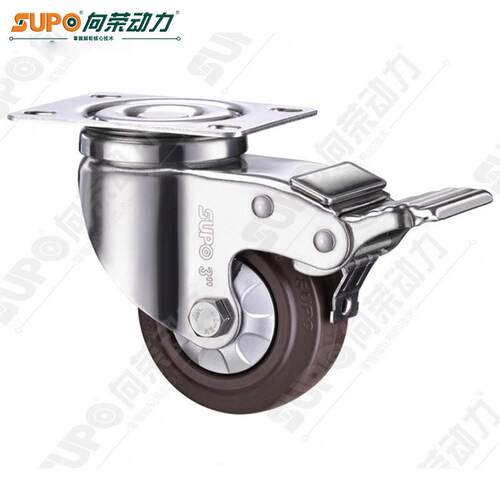 SUPO向荣脚轮不锈钢静音万向轮3寸4寸防水产业潮湿设备咖啡色ER轮