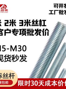 镀锌国标螺杆 m8牙条悬吊式天花板丝杆 全牙螺纹杆 三米M6M10M12M
