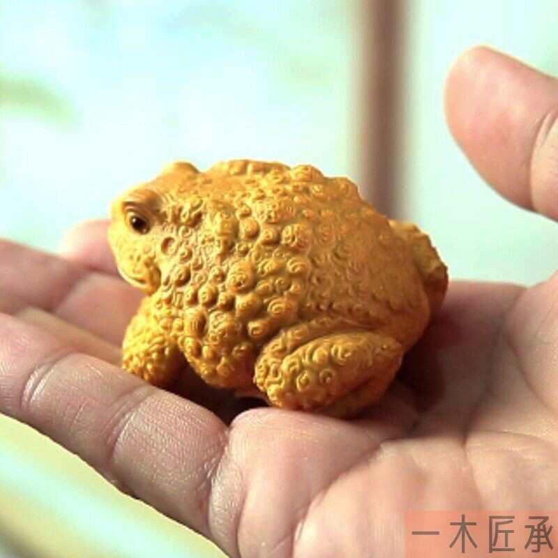黄杨木雕文玩金蟾手把件木质雕刻工艺客厅摆件家居饰品