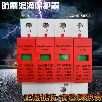 雷电涌悦浪涌保护器LY1-B80/4P20KA40KA60KA避雷一级防雷器50KA