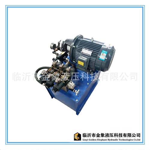 液压系统液压泵站5.5KW卧十通径三连手溢2齿轮泵FC系列100L液压站