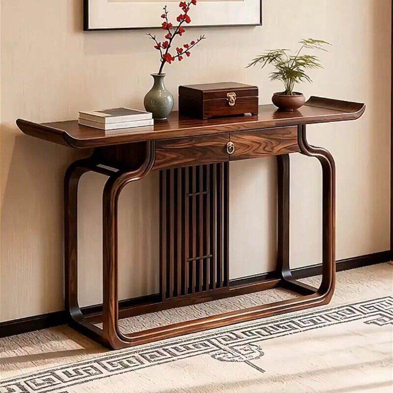 新中式实木玄关桌乌金木端景台条案香案客厅入户中堂条案神台供桌