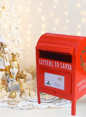 圣诞节装饰木屋信箱邮箱邮筒铁制卧鹿摆件酒吧咖啡厅店铺门口摆饰